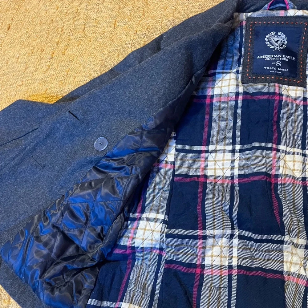 Charcoal Grey Wool Blend American Eagle Peacoat - Picture 8 of 11